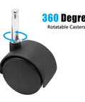 4pcs 2 Inch Swivel Caster Wheels with M8 Grip Neck Stem, heavy duty black nylon replacement caster for furniture, side view