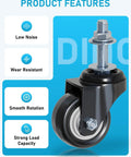 Two Inch Swivel Caster Wheels Set Of Four Heavy Duty 440 Lb Capacity Silent Noiseless Rolling With Polyurethane Wheels And M10x10 Screws