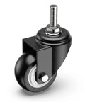 Single 2 Inch Caster Wheel with 3/8 Inch 16 x 1 Threaded Stem, Black, Heavy Duty Steel Housing, Silent PVC Wheel
