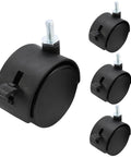 4pcs 2 Inch Swivel Caster Wheels with M6 Threaded Stem and Brake Heavy Duty Black Nylon Replacement Casters for furniture