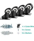 2 Inch Swivel Caster Wheels Heavy Duty 600 Lbs Capacity Pack of 4 Silent Polyurethane Non Marking Replacement Casters with screws and washers
