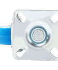 2 inch Swivel Plate Casters with blue Polyurethane Wheels in a 50 pack, close-up view of the caster wheel.
