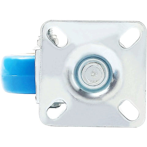 2 inch Swivel Plate Casters with blue Polyurethane Wheels in a 50 pack, close-up view of the caster wheel.