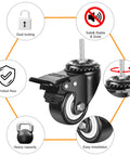 2 Inch Swivel Stem Wheels One Quarter Twenty Threaded Stem Caster Imperial Threaded Stem Mute No Noise Premium PU Wheel
