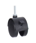 2 Inch Swivel Stem Caster Wheels With Brakes For Shelving And Furniture Replacement Durable Polypropylene Casters Non Toxic Eco Friendly Recyclable Quarter Inch 20 Thread One Inch Shaft Black