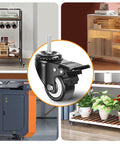 Collage of furniture and equipment with 2 Inch Swivel Stem Wheels One Quarter Twenty Threaded Stem Caster Imperial Threaded Stem Mute No Noise Premium PU Wheel With Brake For Furniture And Industry Set Of 4 Durable Quiet Floor Friendly Rollers For Medical Equipment Office Carts And Light.