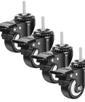 2 Inch Swivel Stem Wheels One Quarter Twenty Threaded Stem Caster Imperial Threaded Stem Mute No Noise Premium PU Wheel With Brake For Furniture And Industry Set Of 4 Durable Quiet Floor Friendly Rollers