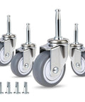 Two Inch Wet Dry Vacuum Replacement Casters Set Of Four With Five Sixteenth Inch By One And One Half Inch Stem TPR Rubber Swivel Castors