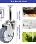 Two Inch Wet Dry Vacuum Replacement Casters Set Of Four With Five Sixteenth Inch By One And One Half Inch Stem TPR Rubber Swivel Castors with size specifications