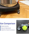 Two Inch Wet Dry Vacuum Replacement Casters Set Of Four With Five Sixteenth Inch By One And One Half Inch Stem TPR Rubber Swivel Castors with size comparison to a tennis ball.