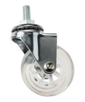 2 Inch Castor Wheels With Brake, Transparent Screw Brake Casters 8x15 Mm Threaded Stem Swivel Caster, clear wheel close-up