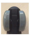 Front view of 2" Twin Wheels PU Plastic Caster with 10.9mm Dia. Threaded Stem, designed for smooth motion and stable alignment in mechanical systems.