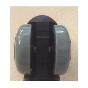Front view of 2" Twin Wheels PU Plastic Caster with 10.9mm Dia. Threaded Stem, designed for smooth motion and stable alignment in mechanical systems.