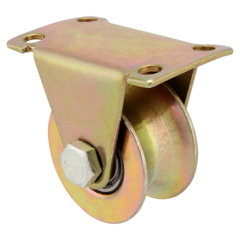 10 Pack 2 Inch U Groove Wheel Pulley, Steel U-Type Groove Wheel, Rigid Caster with Bracket Sliding Gate Rollers for Inverted Track