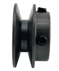 Side view of Two Inch V Belt Pulley Heavy Duty With One Half Inch Bore For V Belt Section A 3L 4L Belts Cast Iron Built To Last