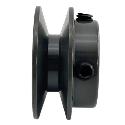 Side view of Two Inch V Belt Pulley Heavy Duty With One Half Inch Bore For V Belt Section A 3L 4L Belts Cast Iron Built To Last