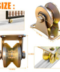 2 Inch V Groove Sliding Gate Wheels Heavy Duty Rigid Casters For Inverted V Track Rails, size dimensions illustration