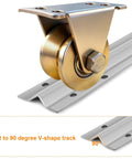 2 Inch V Groove Sliding Gate Wheels Heavy Duty Rigid Casters For Inverted V Track Rails Industrial Roller Set With 2500 Lb Total Load Capacity