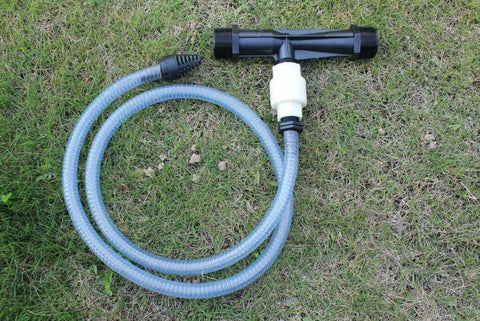 2 Inch Venturi Fertilizer Injector For Irrigation Systems with hose on grass, POM material