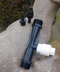 2 Inch Venturi Fertilizer Injector For Irrigation Systems Drip And Sprinkler Setup with accessories on stone surface
