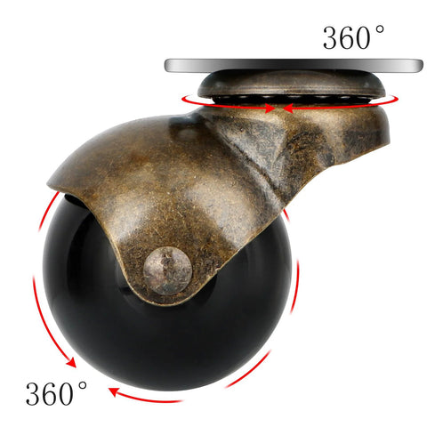 2 Inch Vintage Ball Caster Wheels With Swivel Plate For Furniture And Cabinets Set Of 4 Chegulu Heavy Duty Spherical Casters close-up