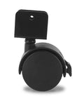 2 Inch Wheel Diameter Hooded Twin Wheel Caster With Brake And U Clip Stem For Heavy Duty Furniture