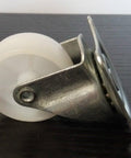 100-Pack Plastic 2 Inch Caster Wheel - 360 degree Ball Bearing Rotating, featuring a white nylon wheel and metal plate.