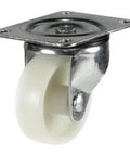2" White Plastic Wheel Steel Caster - Top Plate Mount - 360 degree with zinc-plated top plate for smooth mobility.