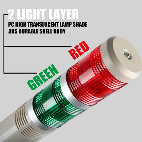Industrial Signal Tower LED Alarm With Flash Indicator And Built In Buzzer 2 Layer Stack Light Red And Green Beacons 110V