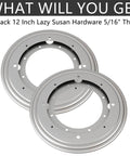 2 Pack 12 Inch Heavy Duty Lazy Susan Turntable Bearings, Galvanized Steel Swivel Bases with 5/16 Thickness, top view.