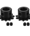 2 Pack Size 25 Chain Roller Sprocket 11 Tooth 10mm Bore For ISO 04C Roller Chain C45 Carbon Steel With Black Oxide Finish And Set Screws High Hardness Heat Treated Teeth Wear Resistant Durable Heavy Duty Replacement Part For Industrial Machinery