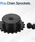 2 Pack 25 Roller Chain Sprocket For ISO 04C Chain, 20 Tooth, C45 Carbon Steel With Black Oxide Finish, side view with set screws