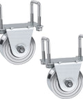 2 Pack 4" V-Groove Slide Gate Wheel Kit, Heavy Duty Steel Dual Bearing Bolted External Mount Bracket with Screws, side view