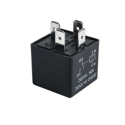2 Pack 4 Pin 12V Car Relay 40 Amp JD2912-1H-12VDC Heavy Duty Auto Switch Harness Ready view from top angle showing metal pins