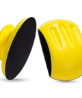 2 Pack 5 Inch Round And Mouse Shaped Foam Hand Sanding Blocks With Hook And Loop, yellow foam for woodworking and crafts