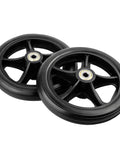2 Pack 6 Inch Rubber Wheelchair Wheels Replacement for Walkers, Rollators, Wheelchairs, Durable Anti-Slip ABS Wheel Hub, Black