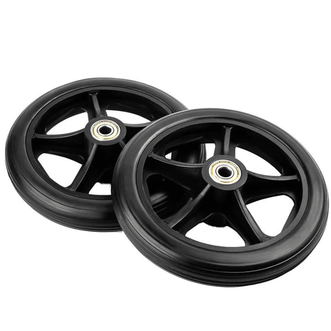 2 Pack 6 Inch Rubber Wheelchair Wheels Replacement for Walkers, Rollators, Wheelchairs, Durable Anti-Slip ABS Wheel Hub, Black