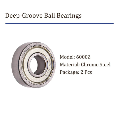 2 Pack 6000Z Deep Groove Ball Bearings 10mm x 26mm x 8mm Stainless Steel Double Shielded Pre Lubricated