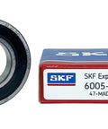 2 Pack 6005-2RSH Deep Groove Ball Bearings 25x47x12mm Double Rubber Seals, bearing and packaging view