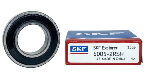 2 Pack 6005-2RSH Deep Groove Ball Bearings 25x47x12mm Double Rubber Seals, bearing and packaging view