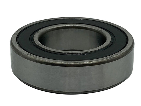 Side view of 2 Pack 6005-2RSH Deep Groove Ball Bearings 25x47x12mm with double rubber seals, chrome steel race.