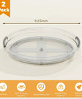 Two Pack 9.25 Inch Lazy Susan Organizer Turntable showing dimensions and features