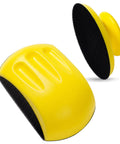 2 Pack 5 Inch Round And Mouse Shaped Foam Hand Sanding Blocks With Hook And Loop, ergonomic yellow design for woodwork and crafts