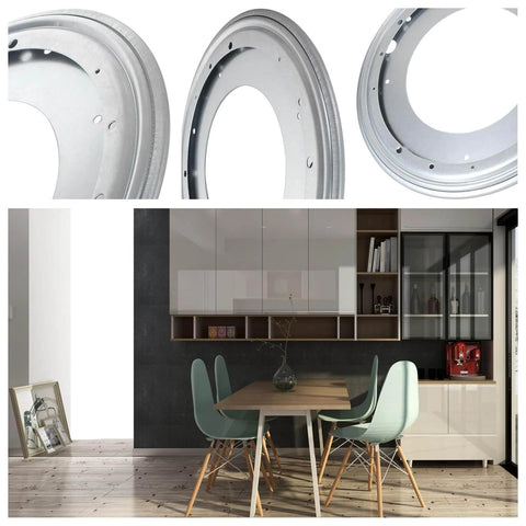 2 Pack 12 Inch Heavy Duty Lazy Susan Turntable Bearings, Galvanized Steel Swivel Bases with 5/16 Thickness in kitchen setup