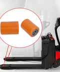 2 Pack Load Wheel Kit Compatible with Raymond Model 8210 Electric Pallet Jack shown with pallet jack