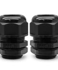 2 Pack Nylon Cable Glands 1 Inch NPT Black, Strain Relief Wire Connectors For 18-25mm Cables, IP68 Waterproof Junction Box Protectors