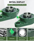 Two Pack UCFL20516 Pillow Block Bearing with 1 Inch Bore and Two Bolt Flange Self Aligning Cast Iron Housing Set Screw Locking Style