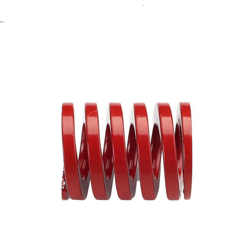 Side view of red 2 Pack 3D Printer Compression Springs for heating bed leveling, OD 20mm, ID 10mm, length 25mm, made from 65Mn steel