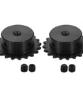 2 Pack 25 Roller Chain Sprocket For ISO 04C Chain, 20 Tooth, 6.35mm Bore, C45 Carbon Steel With Black Oxide Finish