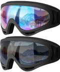 2 Pack Ski Goggles For Men Women Kids UV Protection Foam Anti Scratch Dustproof with mirrored lenses and adjustable strap